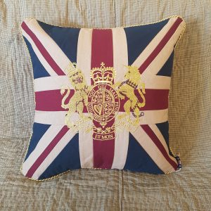 Medium Square Cushion with Union Jack and Gold Royal Crest