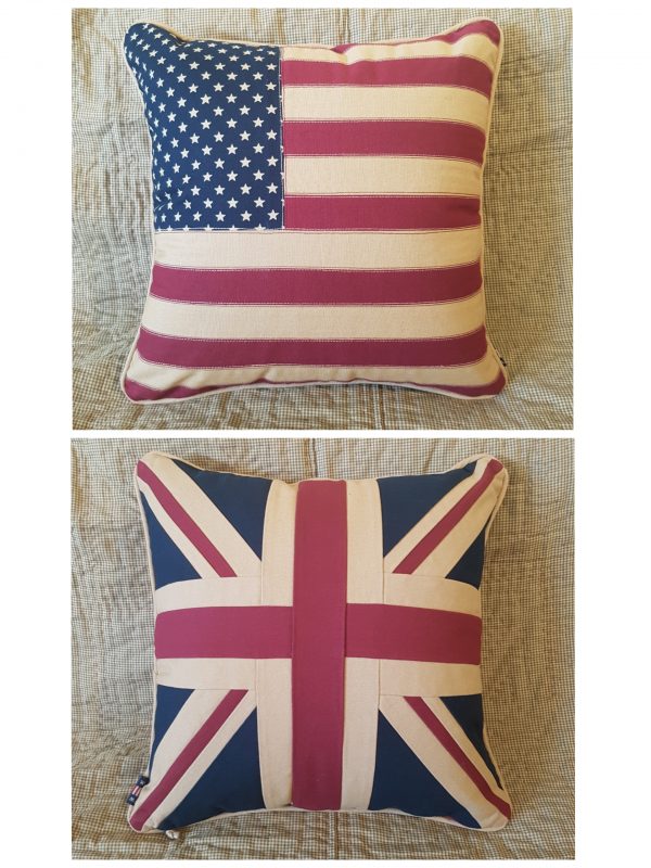 Medium Square Cushion USA UK Flag