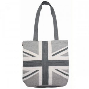 Quilted Tote Bag - Union Jack Grey & White